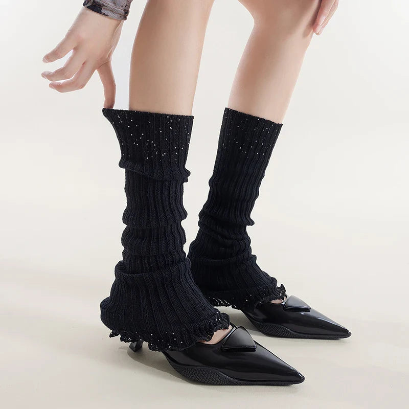 Black Cotton Leg Warmers - Black / One Size