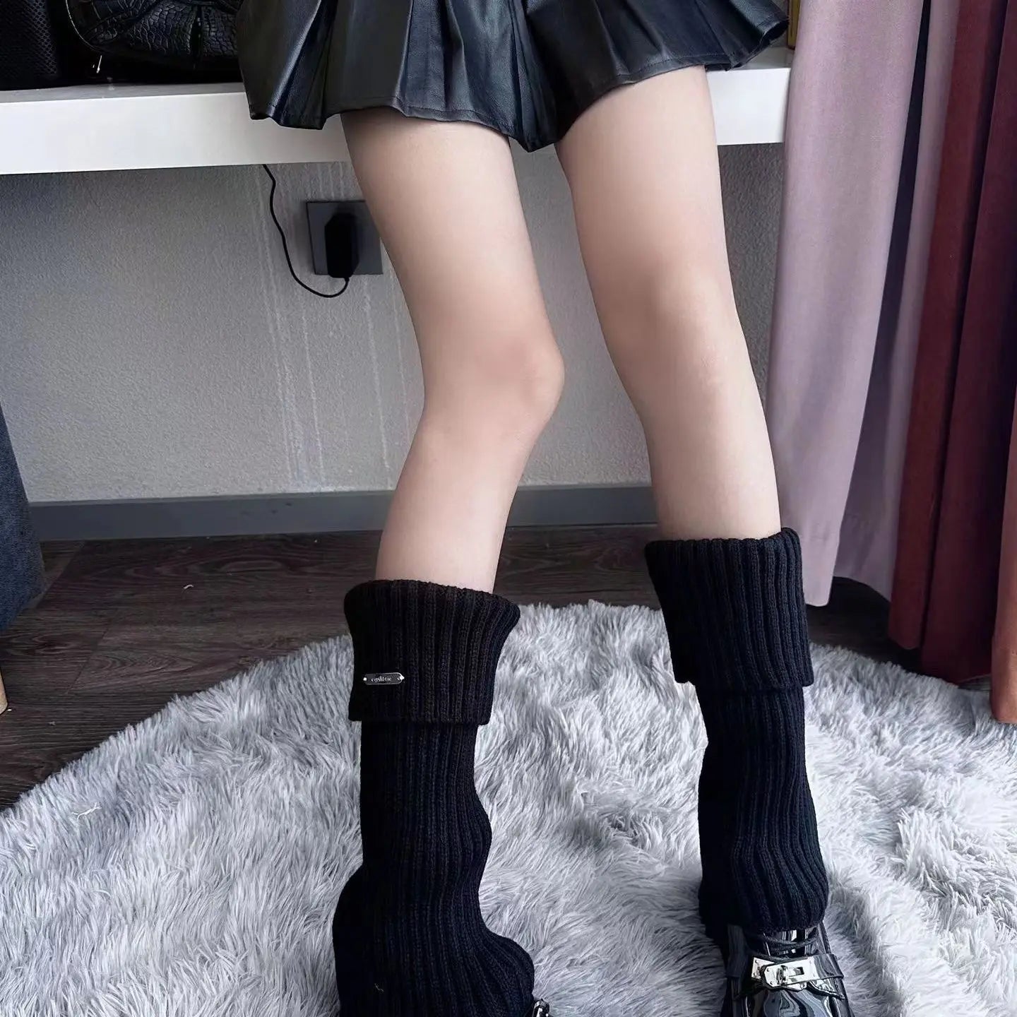 Black Leg Warmers - black / One Size / CHINA