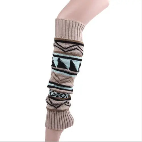 Crocheted Leg Warmers - Beige / One Size