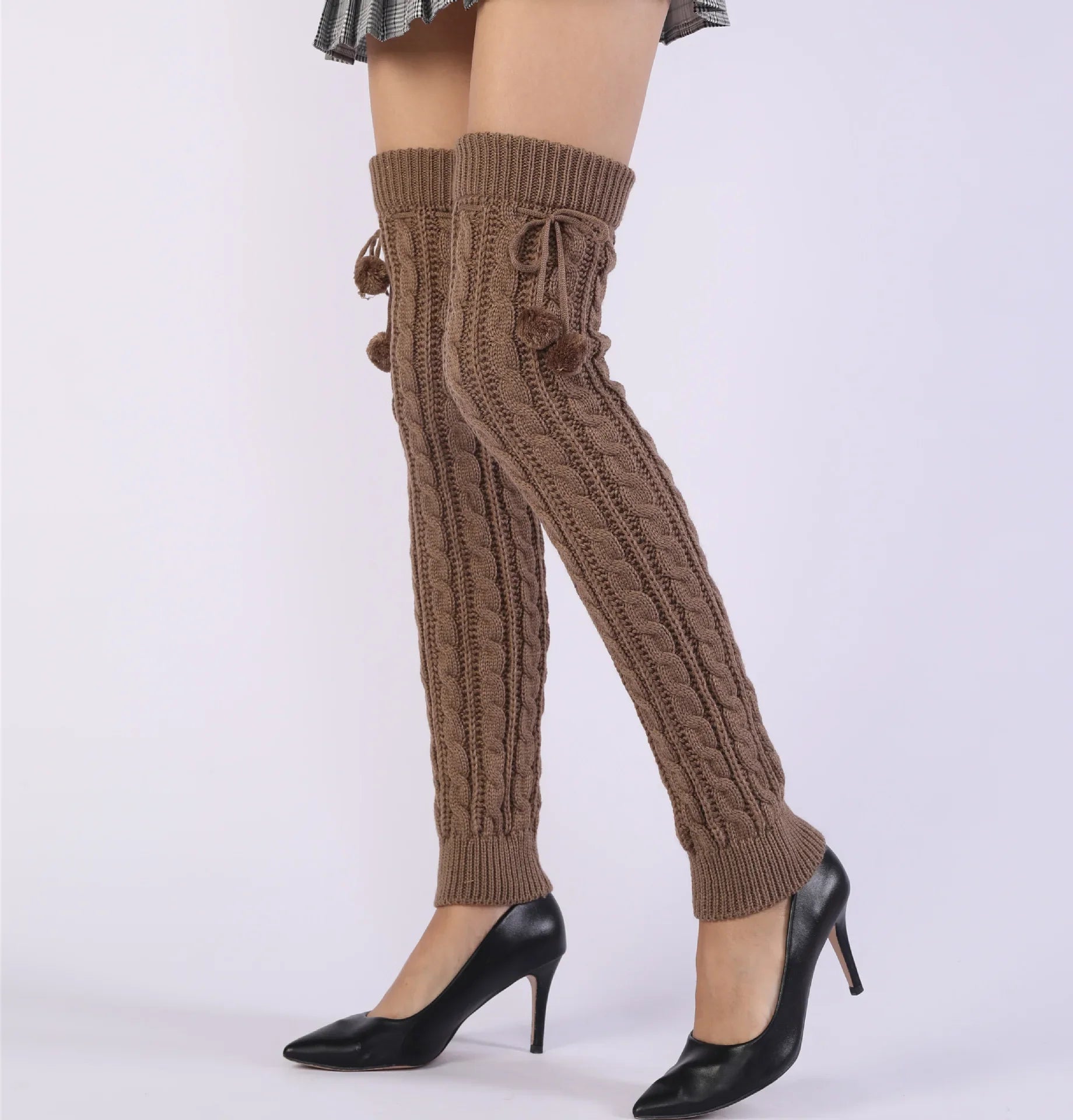 Extra Long Leg Warmers - Light Brown / One Size