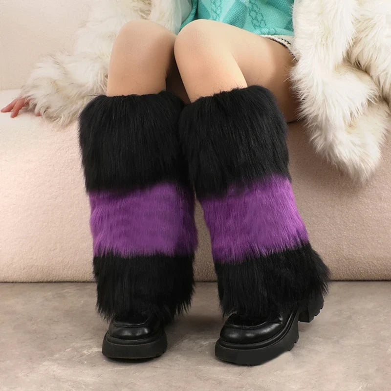 Fur Leg Warmers Black