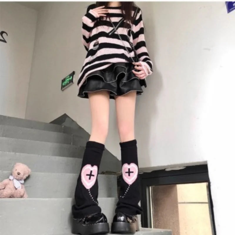 Japanese Leg Warmers - black / One Size