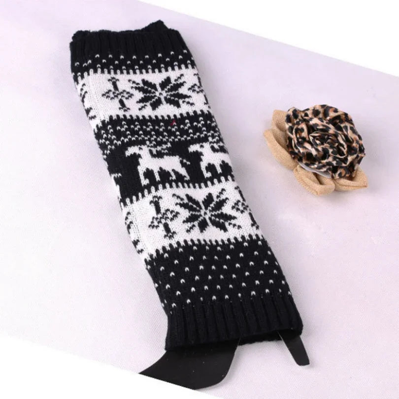 Ladies Christmas Leg Warmers - black / One Size