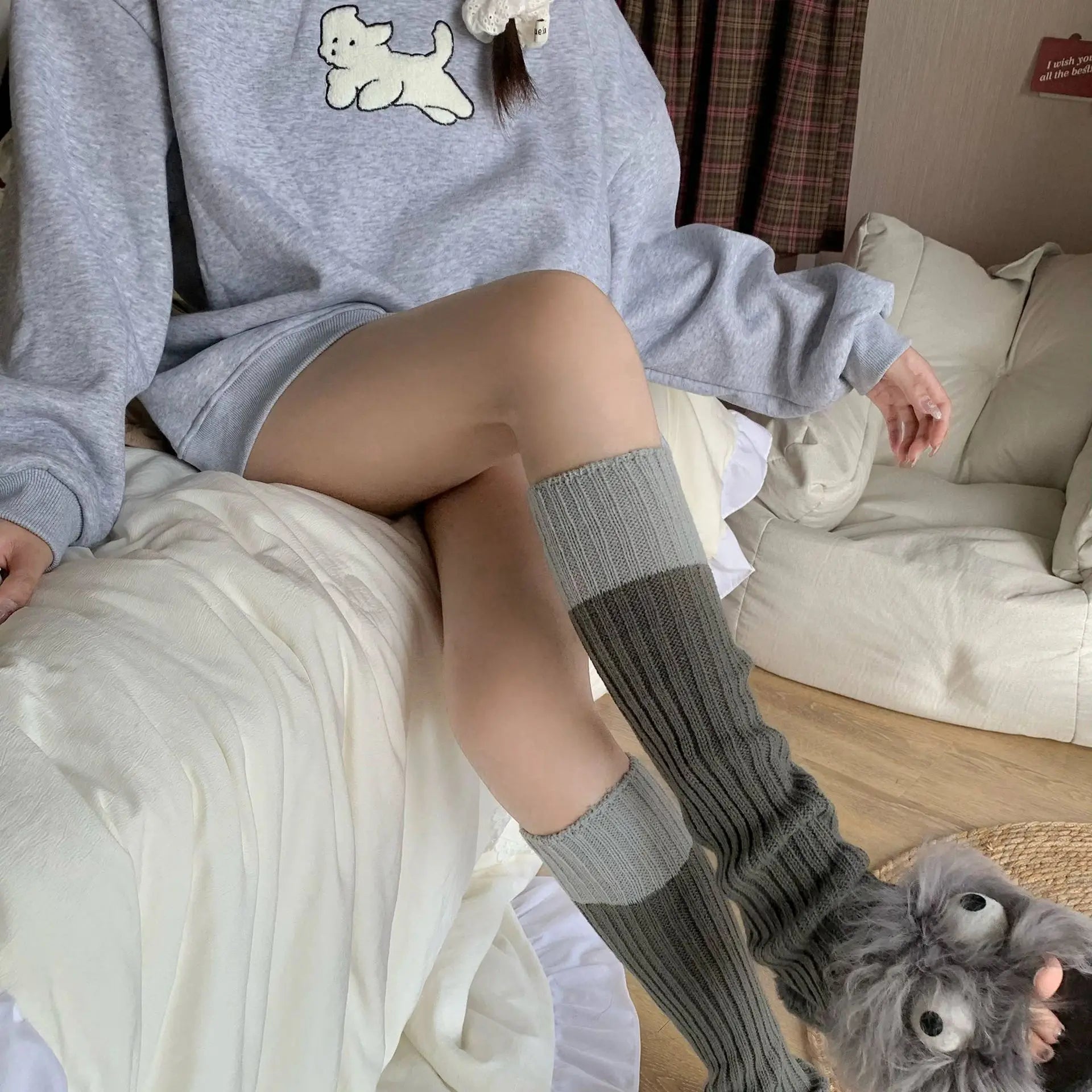 Leg Warmers Kawaii - GRAY / One Size