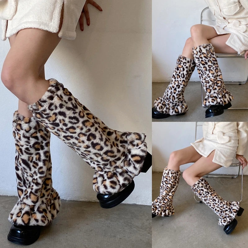 Leopard Print Leg Warmers - Light leopard / One Size