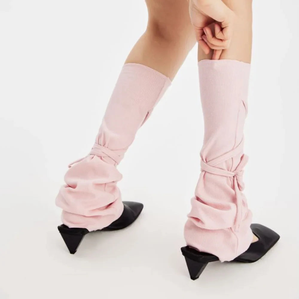 Long Thigh High Leg Warmers - Pink / One Size