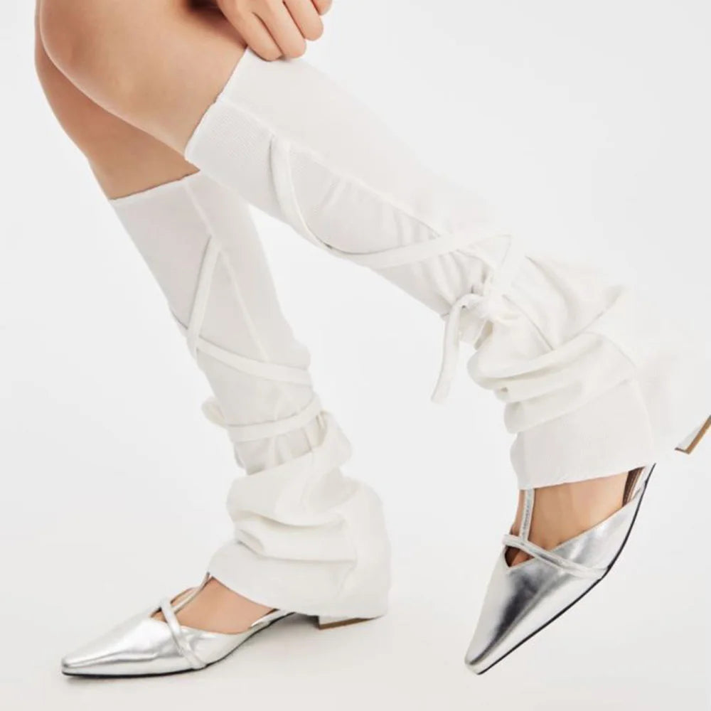 Long White Leg Warmers - WHITE / One Size