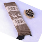 Vintage Christmas Leg Warmers - Khaki / One Size