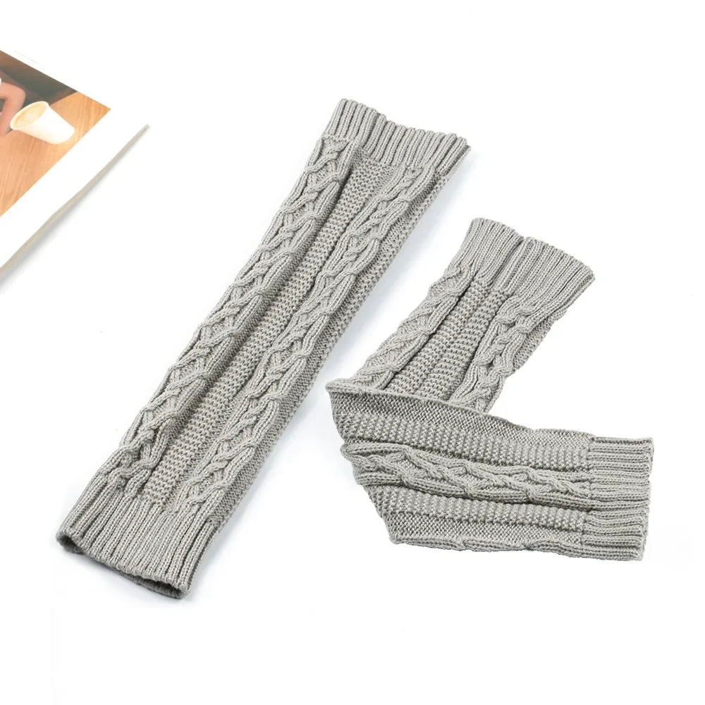 Womens Knitted Leg Warmers - Light gray / single code